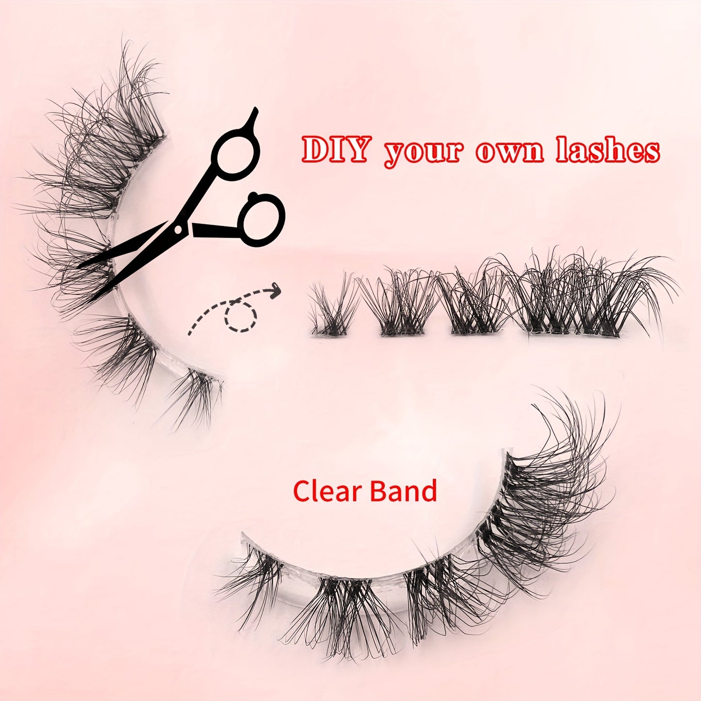 5 Pairs of 3D Fluffy Eyelashes with Clear Band - Reusable & Natural Look