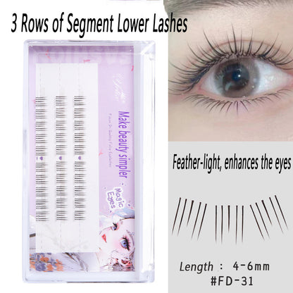 100pcs Segmented Cat-Style No-Glue Lower Lashes, Naturally Dense with Hard Stem for a Born-With-It Look