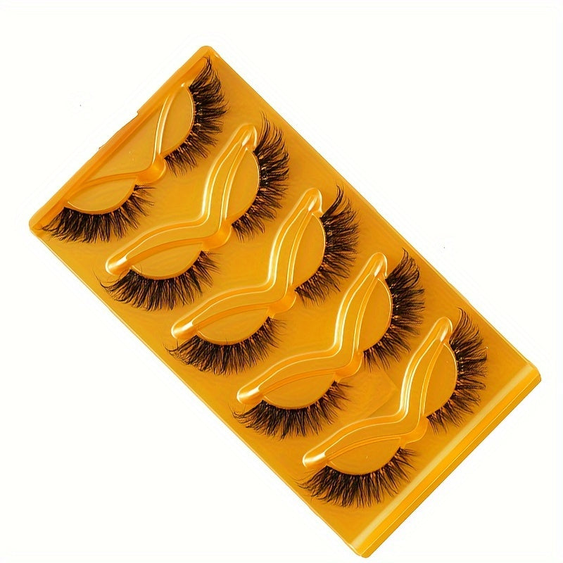 CURSAVELA 5 Pairs Fox Eye Lashes - Thick, Fluffy, Natural Look with Transparent Band, Cat Eye Style for Bold & Charming Eyes