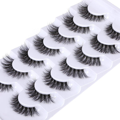 CURSAVELA 7 Pairs Luxurious Faux Mink Short Lashes - Natural Fluffy 3D Invisible Effect, Transparent Stem, Reusable