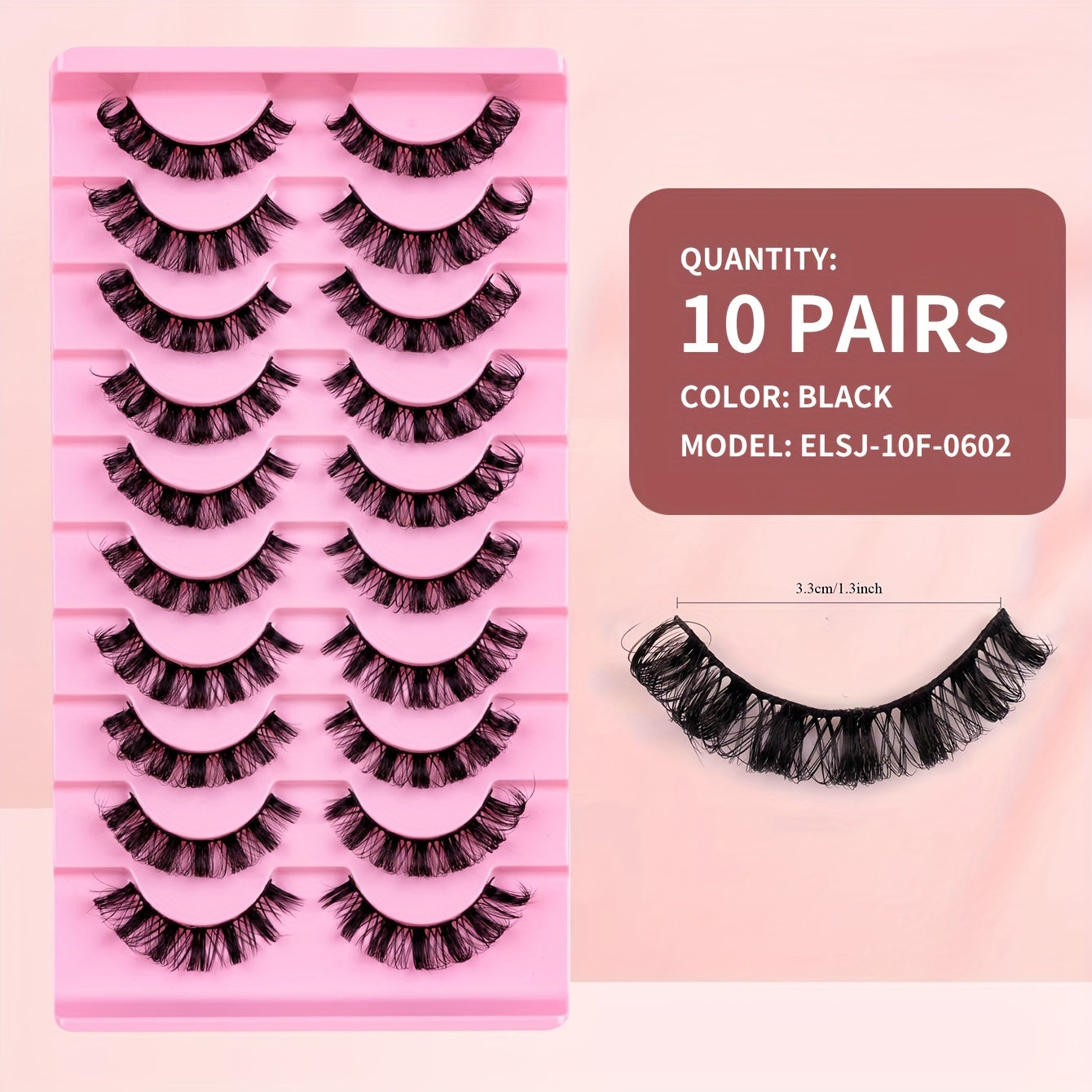 Classic Volume Eyelashes 10 Pairs 33mm 3D False Eyelashes, Russian Curls, Natural & Light, Perfect for Beginners, Party & Holiday