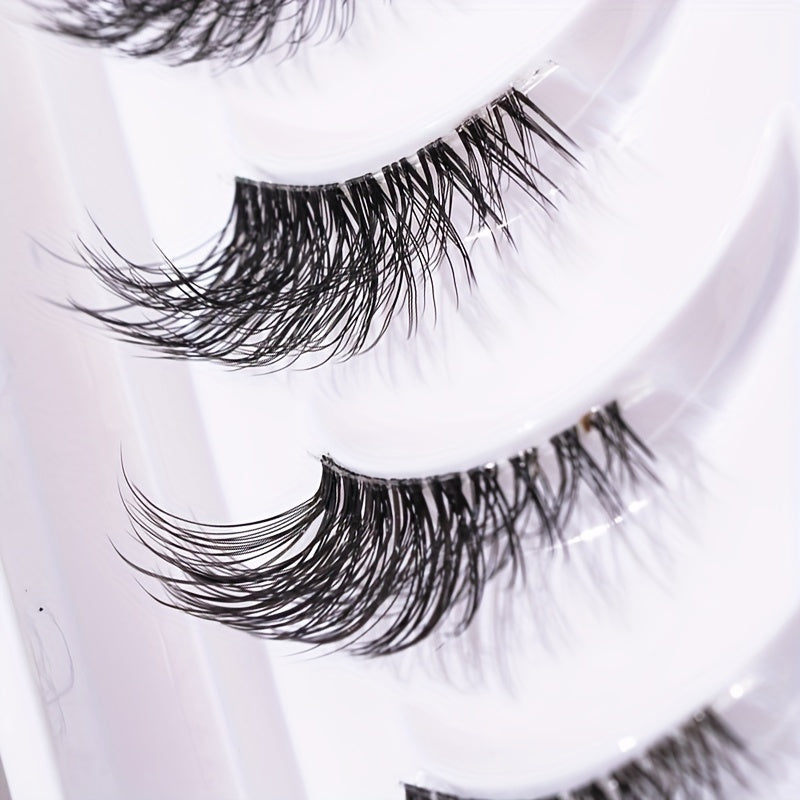 10 Pairs of Luxurious Wispy Half Lashes - Natural Look, Clear Band, Lightweight, Reusable, Perfect for Daily, Dating, and Party Makeup.