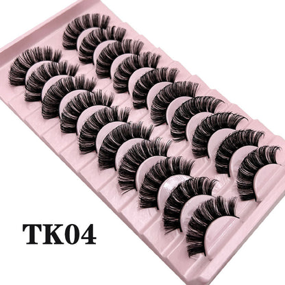 Classic Volume Eyelashes 10 Pairs Russian Strip Lashes Fluffy Faux Mink Lashes 3D False Eyelashes Dramatic Volume Curling Eyelashes Makeup