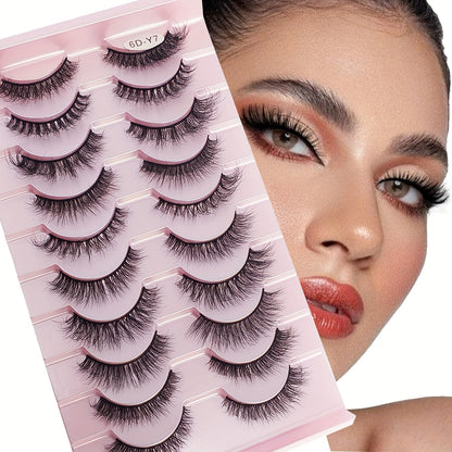 Classic Volume Eyelashes 10 Pairs Mixed Styles 3D Mink False Eyelashes Set, Handmade Wispy Fluffy Long Lashes, Delicate Eye Makeup Tools, Reusable Fake Eyelashes