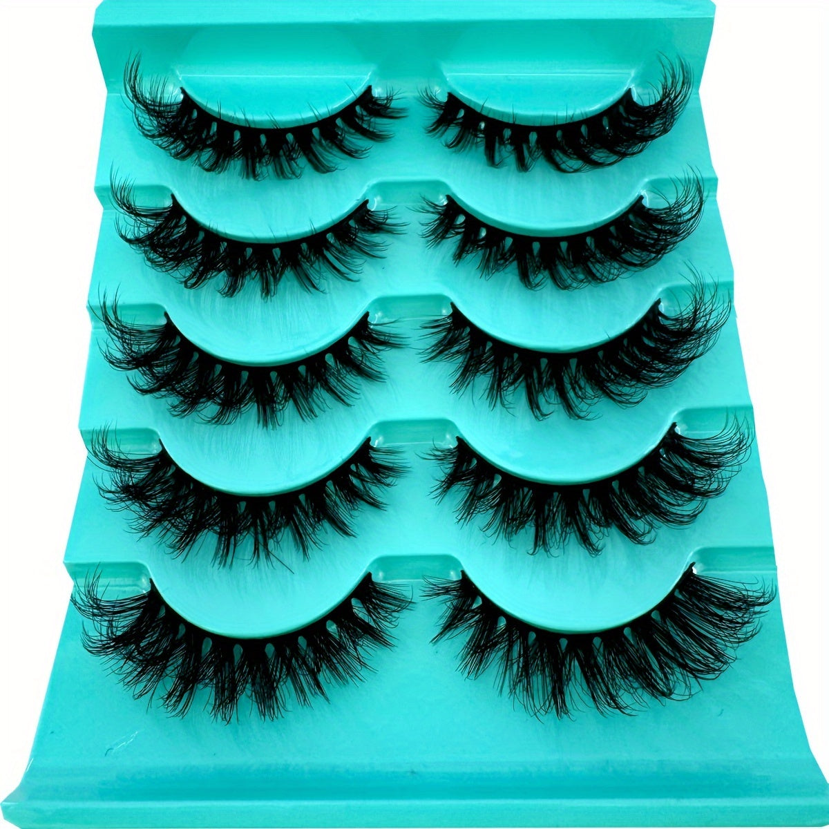 CURSAVELA 5 Pairs of 3D Cat Eye Natural False Eyelashes – D Curl Fluffy, Soft, Cross, Cartoon Style Slim Natural Lash Extensions