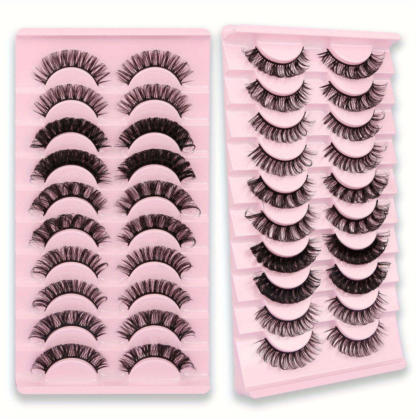 10 Pairs of Gmagictobo D Curly Russian Lashes - 3D Faux Mink, Reusable, Handmade, Soft & Light. Cruelty-Free, Easy to Apply. Long-Lasting for Dramatic Makeup.