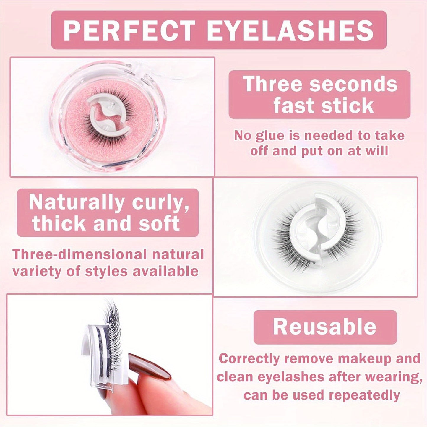 5 Pairs of Self-Adhesive Eyelashes in Various Styles - Natural Look, Wispy, Reusable Lightweight False Eyelashes, Pre-Glued, Beginner-Friendly.