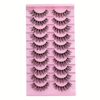 10 Pairs of European & American Style Realistic Devil Doll Eyelashes - Thick, Dramatic Lashes for Bold Eye Looks