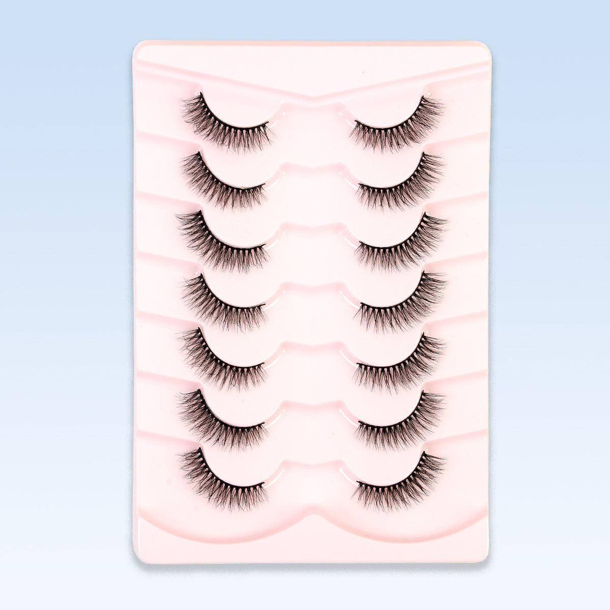 CURSAVELA 7 Pairs Half Eye 3D Short Cat Eye False Eyelashes, Faux End-Half Style