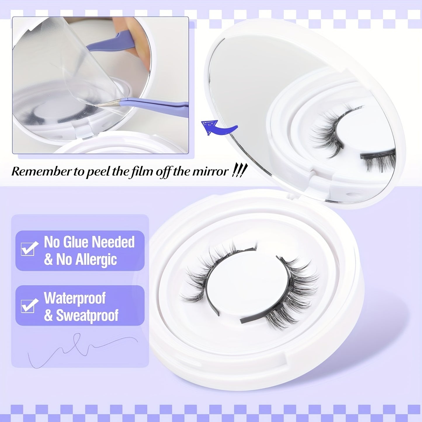 Magnetic Eyelashes Kit - Natural Look, Reusable Manga Magnetic Lashes with Applicator, No Glue Needed, Easy to Wear & Remove for All-Day Comfort