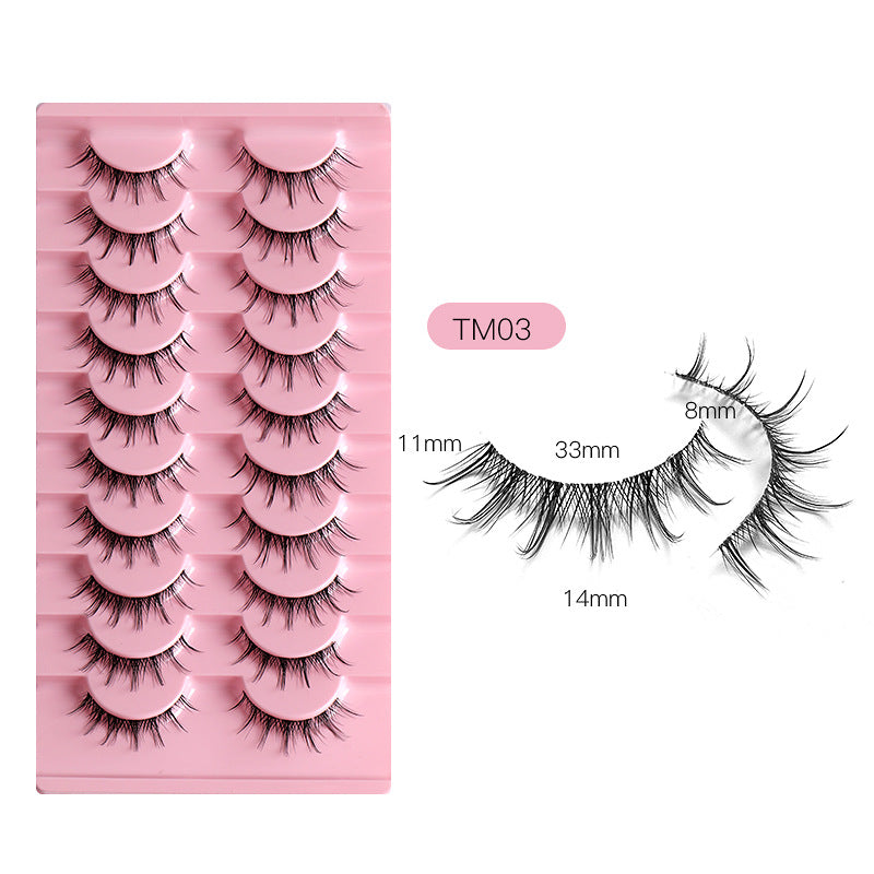 100PCS 10 Pairs Wholesale of Little Devil False Eyelashes with Naturally Tapered, Lightweight, Transparent Fishing Line Stems and Fairy Lashes