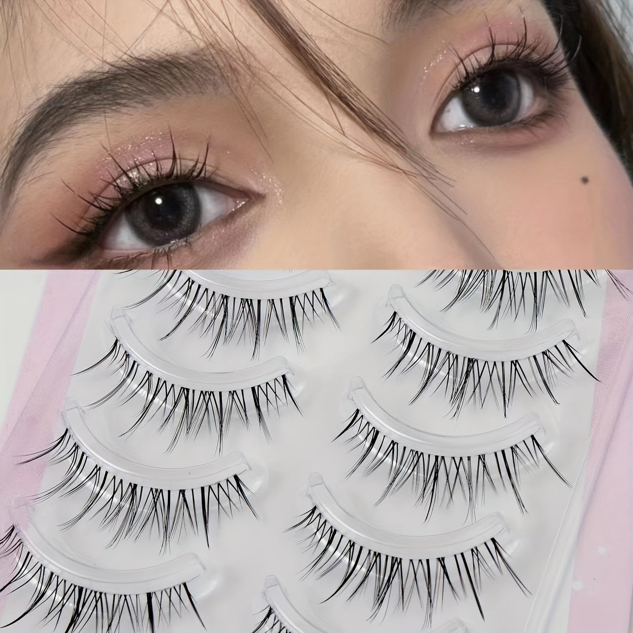 Transparent Stem Wavy False Eyelashes - Reusable, Easy to Apply, Natural Look, Eye Makeup Beauty Accessory for Enhanced Eye Appeal