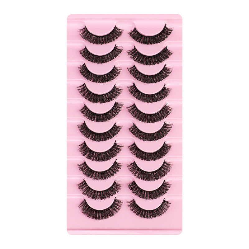 10-Pair Set of New DD Curl Russian Volume Lashes, Large Curve, Dramatic C & D Curls, Thick European & American Style Eyelashes