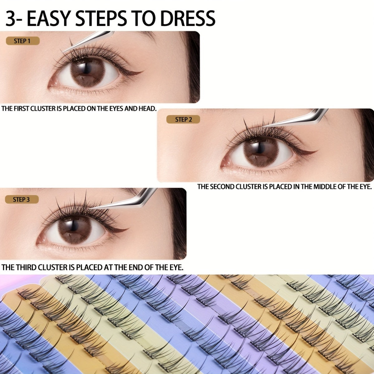 240 Clusters of Self-Adhesive False Eyelashes, No Glue Required, 8-12mm Sunflower False Eyelashes, C Curling, Self-Grafting, Natural and Light