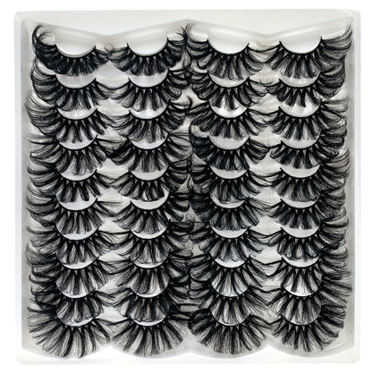 20 Pairs of 8D Faux Mink Lashes – 25mm, Fluffy & Thick, Reusable, Super Soft for Daily & Special Events