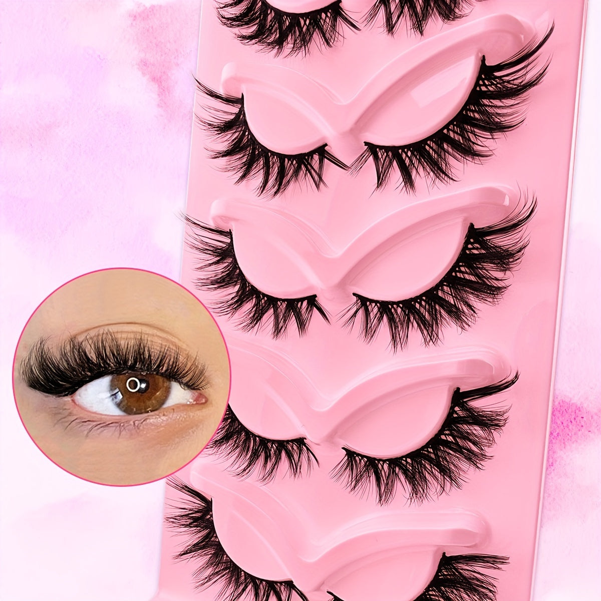 5 Pairs Cat Eye Lashes, Eye End Lengthening Fluffy Lashes, Natural Faux Mink False Eyelashes