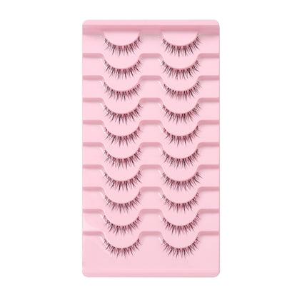 5/10 Pairs Flame Fairy Eyelashes – Manga Crossed, Extra Long, Full, Thick, Slender 3D Fake Lashes, Reusable, Natural Look with Transparent Stem for Party and Club.