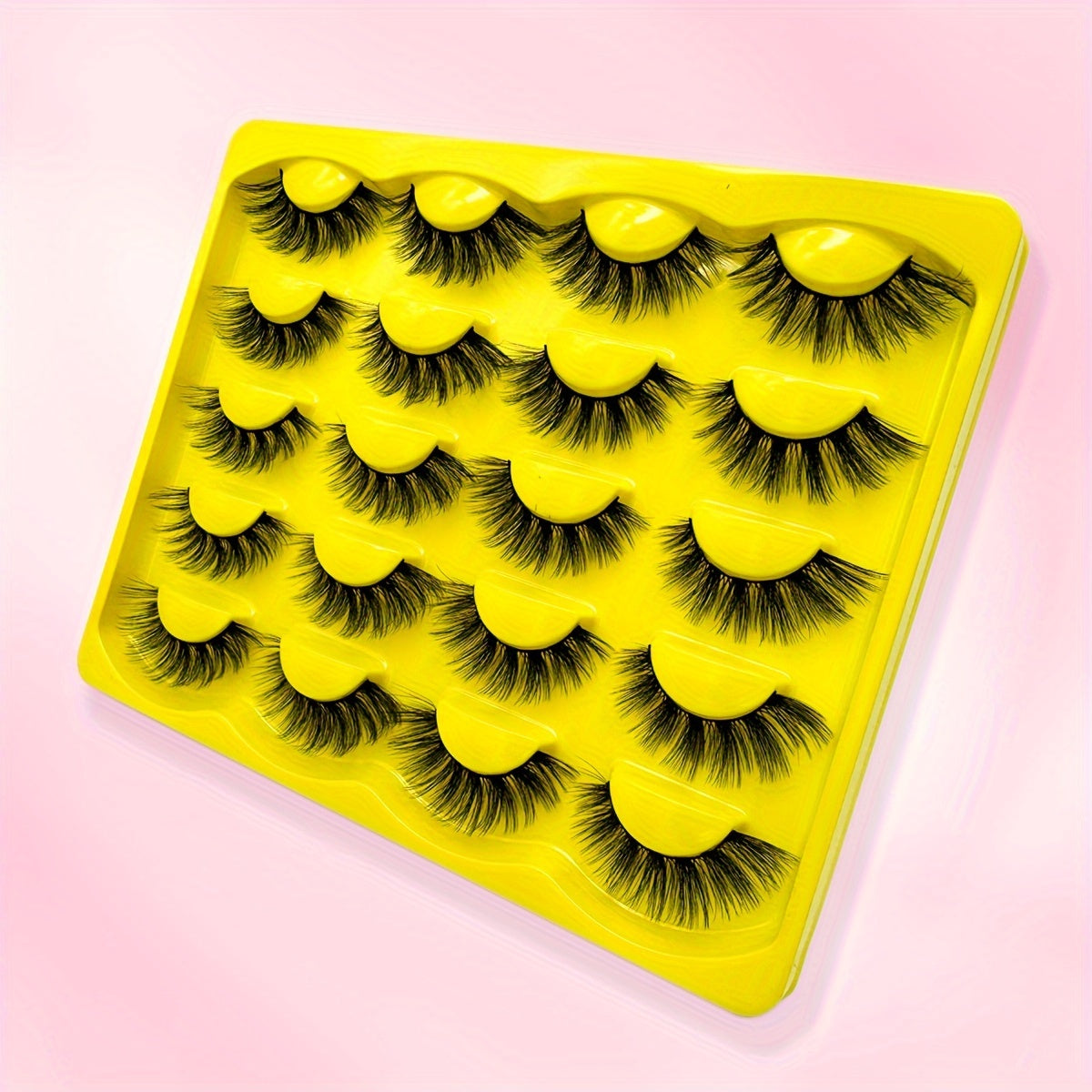 10 Pairs of Luxurious Wispy Natural Faux Mink Eyelashes - 3D Dramatic Volume, Fluffy & Long, Cat Eye Manga Style