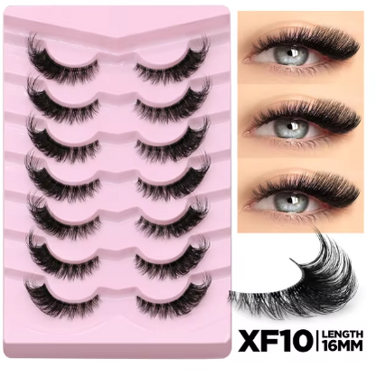 Cat Eye False Eyelashes – 5/7 Pairs Half Lashes, Fluffy Soft Invisible Band Mink Lashes