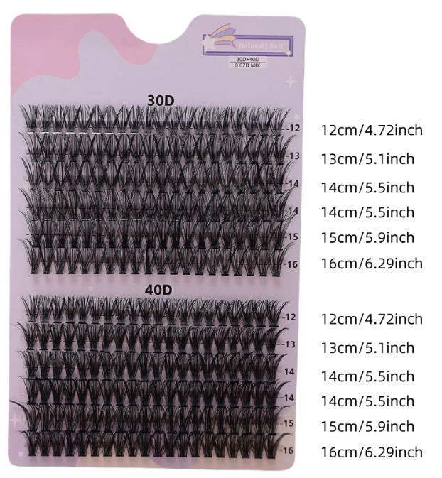 100pcs 12 Rows Large Capacity Cluster Eyelashes–240 Strands,Naturally Dense Grafting Lashes