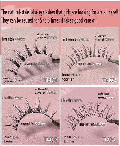 100PCS 10 Pairs Wholesale of Little Devil False Eyelashes with Naturally Tapered, Lightweight, Transparent Fishing Line Stems and Fairy Lashes