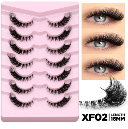 Cat Eye False Eyelashes – 5/7 Pairs Half Lashes, Fluffy Soft Invisible Band Mink Lashes