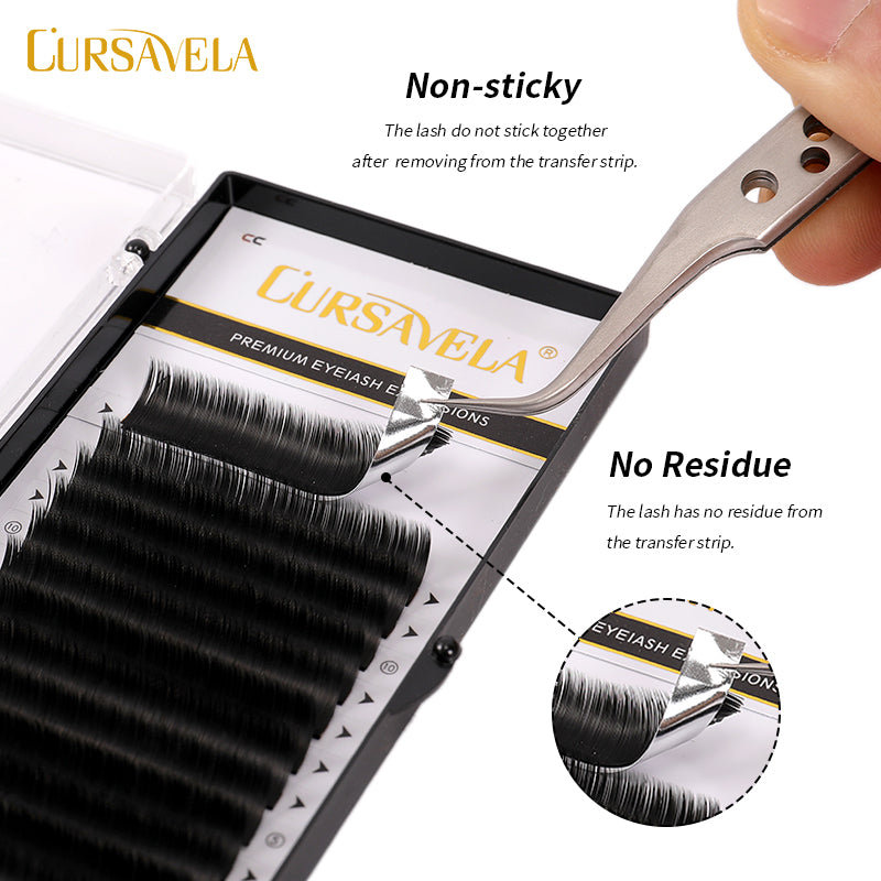 0.15mm Ellipse Flat Eyelash Extensions Faux Mink Eyelashes Cursavela brand